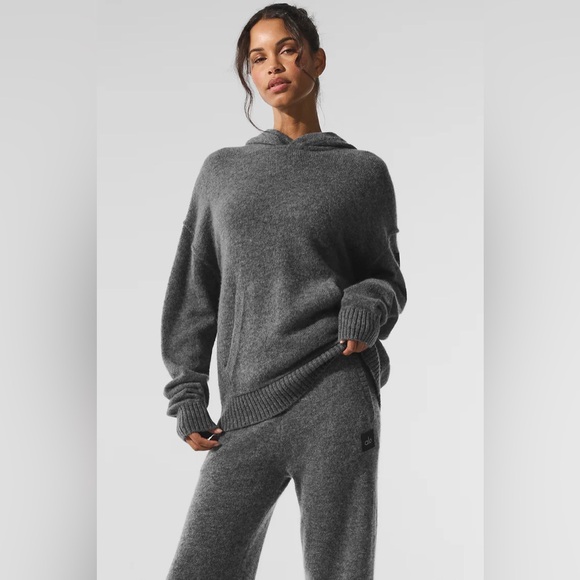 ALO Yoga Class Cashmere Hoodie in Platinum Grey,New Products : American Fashion Style Bags On Sale
